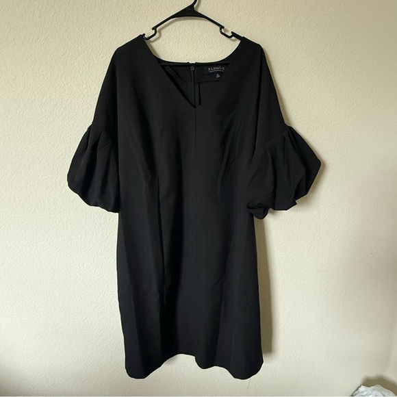 Eloquii Women’s Plus Size 20 Puff Sleeve V Neck Midi Dress - Picture 1 of 8